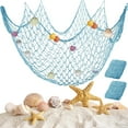 thumbnail image 1 of Decorative Fishing Net  Fish Net  Wall Hangings Decor  Nautical Mediterranean Style Photo Hanging Display Frame For Crafts Beach Wedding Mermaid Party Under The Sea Party Decorations, 1 of 9
