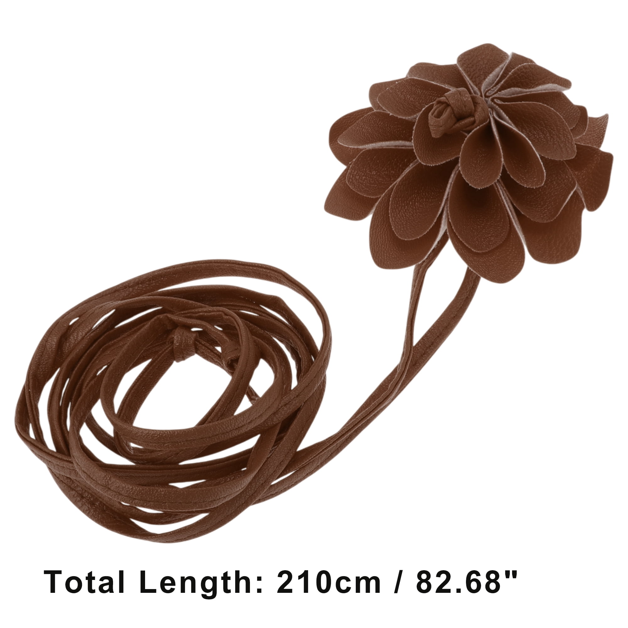 Unique Bargains Versatile Long Adjustable Waist Belt for Women Brown