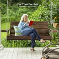 thumbnail image 5 of VINGLI XL Size Patio Wooden Porch Swing Outdoor with Cup Holders & Phone Slots, Heavy Duty 880 LBS Hanging Swing Chair Bench with Hanging Chains for Yard, Lawn, Garden (5 FT Pro, Rustic), 5 of 7