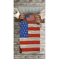 thumbnail image 3 of Ambesonne USA Quilted Bedspread Set 2 Pcs, American National Flag, Twin Size, Blue Red Brown, 3 of 3