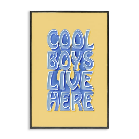 Stupell Industries Cool Boys Live Here Text & Numbers Painting Black Framed Art Print Wall Art, 12 x 18