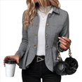 thumbnail image 2 of Elegante Blazer para Mujer, para Oficina, Trabajo, Negocios, con Dobladillo Peplum, Chaqueta Abierta con Diseño de Gris L, 2 of 9
