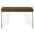 thumbnail image 3 of Casabianca Home ARCHIE office desk in walnut veneer with clear glass., 3 of 7