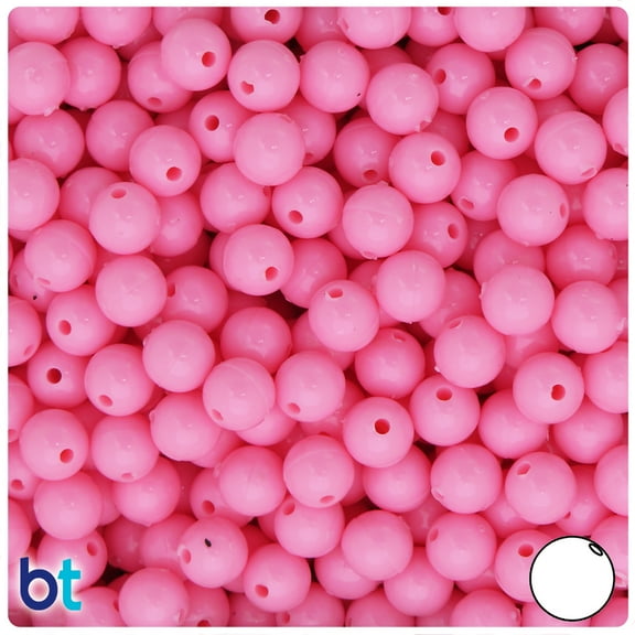 BeadTin Baby Pink Opaque 8mm Round Plastic Beads (300pcs)