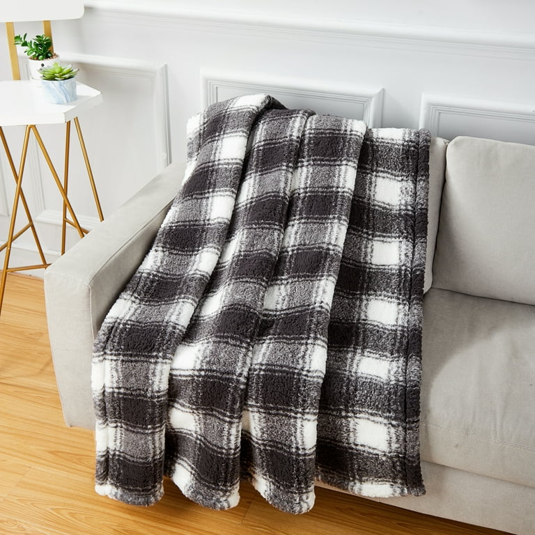 Sherpa Throw Plaid Blanket Walmart Mainstays Sherpa Throw Blanket
