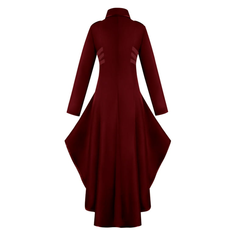 RYRJJ Renaissance Gothic Tailcoat Gothic Costumes for Women Vintage  Medieval Tuxedo Uniform Top Irregular Hem Steampunk Corset Jacket(Red,S)