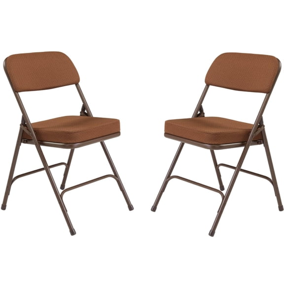 Pemberly Row 32" Fabric Upholstered Folding Chair in Antique Gold (Set of 2)