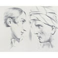 thumbnail image 3 of Bernard-Romain Julien 18x15 Black Modern Framed Museum Art Print Titled - Julien's Studies of Heads Pl 14 (1840), 3 of 5