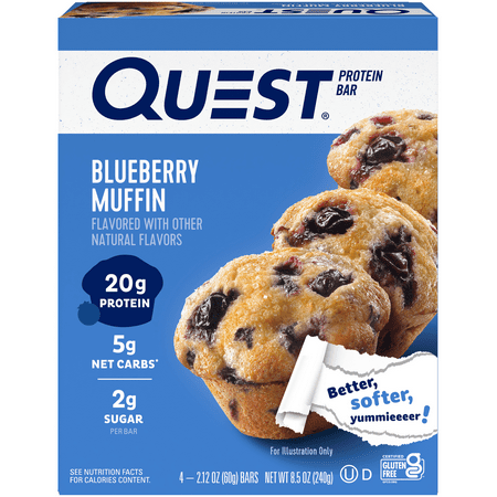 (3 pack) Quest Protein Bar, Blueberry Muffin, 21g Protein, 4pk