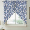 thumbnail image 2 of Watercolor Floral Swag Curtains for Kitchen/Bedroom/Living Room, Spring Flower Leaves Botanical Blue Scalloped Curtains 63 Inch Long, Window Swag Topper Curtains Valances 2 Panels Set 36"x63", 2 of 8