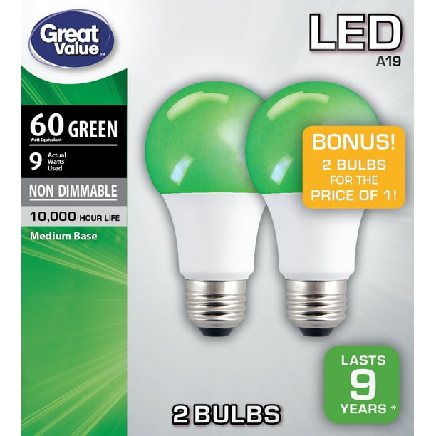 Great Value LED Light Bulb, 9W (60W Equivalent) A19 Lamp E26 Medium