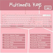 MageGee Retro Punk Backlit USB Gaming Keyboard, Pink