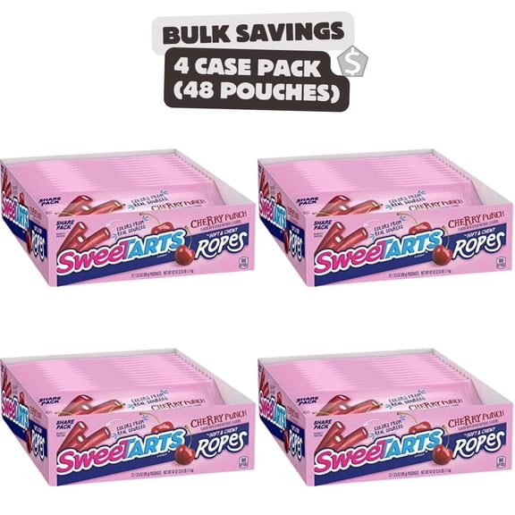 SweeTARTS Cherry Punch Ropes – 48 count (4 Boxes of 12 puches)