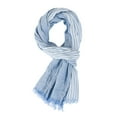 thumbnail image 3 of Linen Striped Long Scarf Winter Scarf Long Neck Wraps Lightweight Scarves Cotton Linen Warm Shawl Shawl Urbanstyle Scarf Cotton Linen Scarve Scarfs for Women Wrinkled Large Scarf Light Blue, 3 of 3