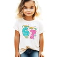 thumbnail image 4 of Ink-Printed Glitter I was 6 Now I'm 7 Birthday Shirt for Girls Trendy Six Sevent Party T-Shirt Natural Shirt 5-6, 4 of 6