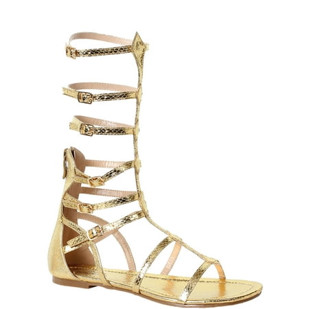 Ellie Shoes Inc Gold Zena Gladiator Sandals, Costume Shoes for Women, Size 6, 6