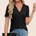 thumbnail image 5 of Women Summer Tops Womens Tops Dressy Casual V Neck Short Sleeve Shirts Loose T Shirts Trendy Tunic Blouses Comfy Long Sleeve for Women And Blouses for Loose Graphic Tee Extra Small Long Black S, 5 of 7