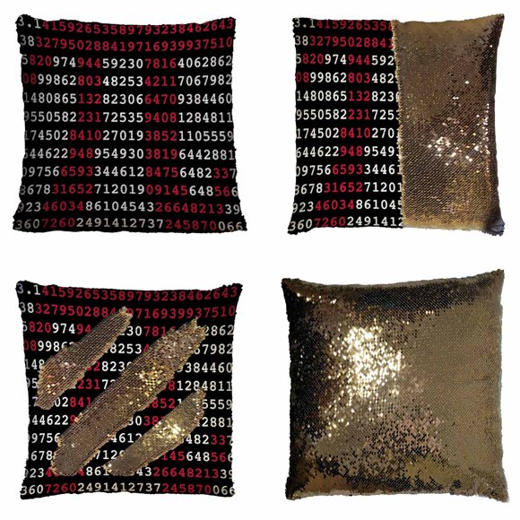 YUSDECOR Pi Sign And Pi Numbers On Black Background Reversible Mermaid Cushion Cover Home Decor Sequin Pillow Case Size 16x16 inches