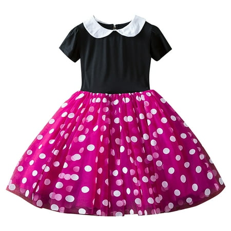

Toddler Kids Baby Girls Polka Dots Tulle Spliced Ballet Dress Birthday Party Princess Tutu Dress For 4-5 Years