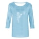 thumbnail image 4 of Camisetas Casuales de las Mujeres de Moda Impresa 3/4 Mangas Blusa Cuello Redondo para el Hogar Y Diario, 4 of 4