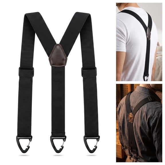 Y Shape Suspenders for Men - Adjustable Belt Loop Suspenders with 3 Hooks for Under Clothing and Suits, 1.5 Inch Width