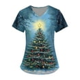 thumbnail image 2 of EHTMSAK Christmas Scrub Tops for Women with Pockets Snowflake Tree Graphic Short Sleeve Scrubs V Neck Xmas Santa Claus Jogger Scrub Tops Nursing Uniform Lightweight Shirts Royal Blue 4XL, 2 of 4