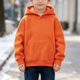 thumbnail image 5 of DJDLJWCJ Big Girls Long Sleeve Hoodie Solid Color Warm Pullover Sweatshirt Stretch Soft Comfy Hooded Sweatshirts Orange Size 2T, 5 of 9