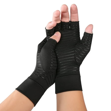  COPPER HEAL Arthritis Compression Gloves Rheumatoid Carpal  Tunnel Hands Finger Joint Support Fingerless Arthritis Wristband : Health &  Household