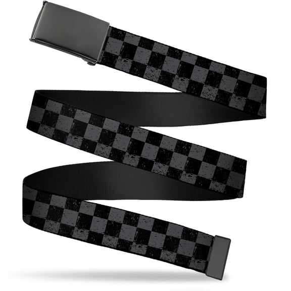 Adjustable Belt, Clamp Buckle, Cut-to-Fit, Checker Weathered2 Black Gray