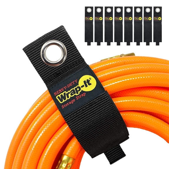 Heavy-Duty Wrap-It Storage Straps, 17-inch (8 Pack) - Hook and Loop Extension Cord Organizer, Cord Wrap, Cable Straps for Garage Organization