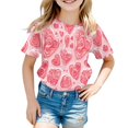 thumbnail image 3 of Girls Shirts Size 10-11 Girls Shirts Valentine's Day Children's Short Sleeve Top Printed T Shirt Casual Shirt 6494, 3 of 3
