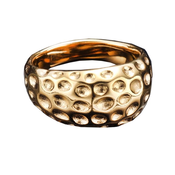HIJONES Women's Stainless Steel Personalized Uneven Ring Simple Fashion Party Jewelry Wedding Gifts Gold Size 8