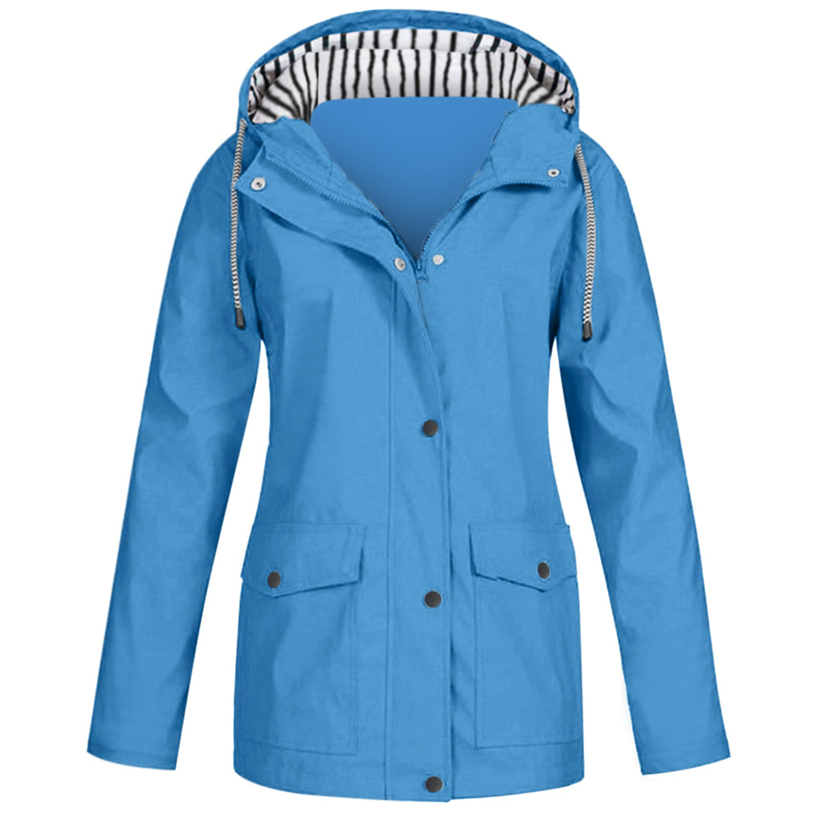 Waterproof Jackets Women Rain Solid Outdoor Plus Hooded Raincoat Windproof Coat