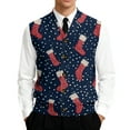 thumbnail image 2 of Resicozy Mens Christmas Vest Xmas Printed V-Neck Holiday Tree Snowflake Fashion Vest Party Winter Tops Navy 1 XL, 2 of 7