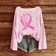 thumbnail image 2 of Sexlip Womens Sweatshirts No Hood Fall Long Sleeve Crewneck Shirts Cute Pink Ribbon Graphic Pullover Tops Outfits Pink L, 2 of 4