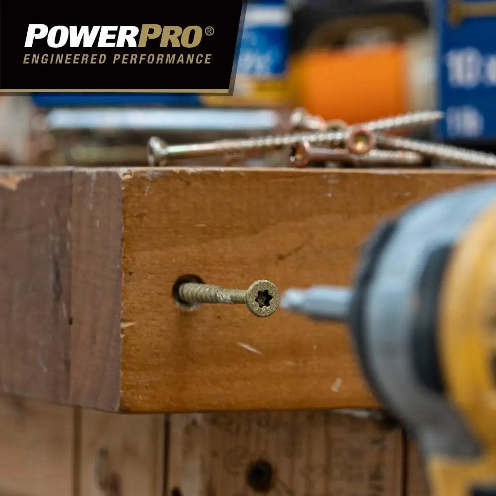 Power Pro 967786 Wood Screws, #8 x 2", Premium Outdoor Deck Screws, Rust Resistant, Epoxy Coated Bronze, 3000pcs Tub