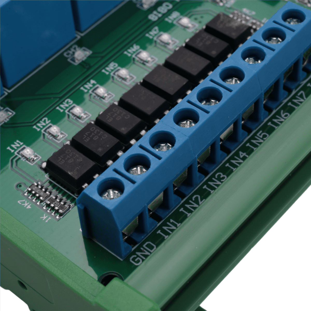 DC 24V 8 Ch RS485 Relay Board Modbus RTU UART Remote Control Switch DIN35 Rail Box for PLC Automation Control,1 * 8 input 8 output DIN rail RS485 controller module,green