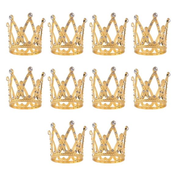10 Pcs Gold Cake Topper Tiny Baby Small Rhinestone Crown for Flower Arrangements Shower Birthday Wedding Decor