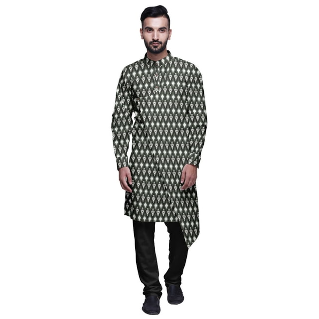 Atasi Ensemble Kurta-Pyjama Long en Coton pour Hommes, Kurta-Pyjama Décontracté de Designer, Vêtements
