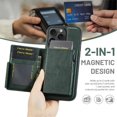 thumbnail image 2 of For iPhone 16 Pro Max 6.9" RFID Blocking 2 In 1 Detachable Leather Wallet With Popup Button Multi-Card Slot Zipper Pocket Magnetic Phone Case,Green,For iPhone 16 Pro Max, 2 of 7