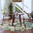 thumbnail image 4 of 8ft Round Rug, Summer Palm Trees Non-Skid Rubber Backing Large Area Rugs - Living Room Bedroom Home Office, Vintage Botanical Tropical Leaves Indoor Floor Mat Carpets Washable Rug, 4 of 9