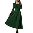 thumbnail image 2 of ZQUUVOU Women's Ribbed Sweater Dress Long Sleeve Round Neck Comfortable Maxi Tunic Business Casual Formal Outfits Green, 2 of 8