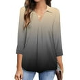 thumbnail image 2 of gakvbuo 3/4 Length Sleeve Shirts Womens Tops Collared V Neck Casual Plus Size Tunic Tops To Wear With Leggings Loose Shirt Work Business Blouses For Women, 2 of 6