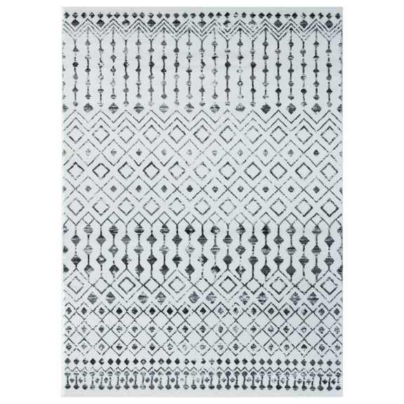 Luxe Weavers Moroccan Tribal 6x9 Silver Area Rug, Bohemian Diamond Machine-Made Carpet