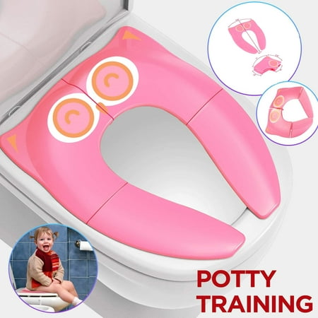 Peroptimist Travel Portable Folding Potty Training Toilet Seat Cover, Non Slip Silicone Pads Suitable for Babies Toddlers and