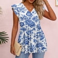 thumbnail image 5 of ADSSDQ Womens Summer Print Tank Tops 2026 Babydoll Shirts Ruffle Sleeve Spring Dressy Casual Loose Blouses Light Blue L, 5 of 7