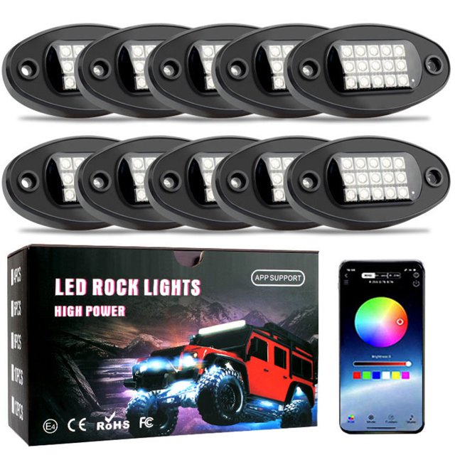 Luces De Roca Led Para Coche Coche LED Rock Lights RGB Car Ambient Light APP Control para camión ATV Vehículo (D) Ehuebsd Accesorios para autos y motos