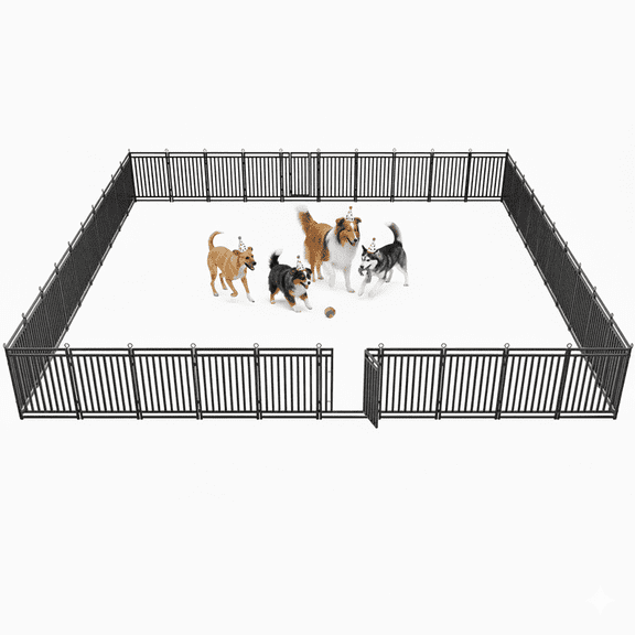 Petorldog 40" Metal Dog Playpen, 40 Panels Portable Fence for Indoor & Outdoor Use (Black-Silver)