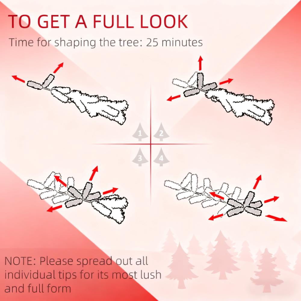 Festive Christmas Decor Artificial Flocked Christmas Tree with Snow Tips, Hinged Xmas Tree