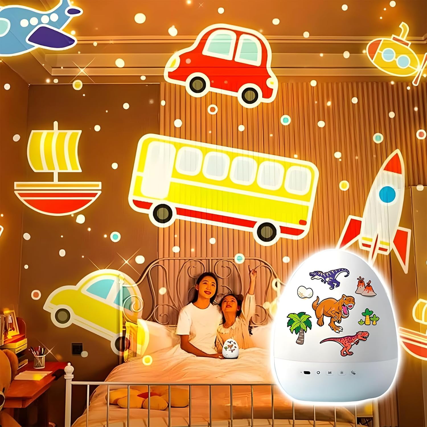 Dinosaur Egg Night Light Projector, Dinosaur Night Lights Projector, 360° Rotation & 21 Effects, Slient Lights for Ceiling, 8 Sleep Sounds, 360° Rotation,Projection Lights for Bedroom